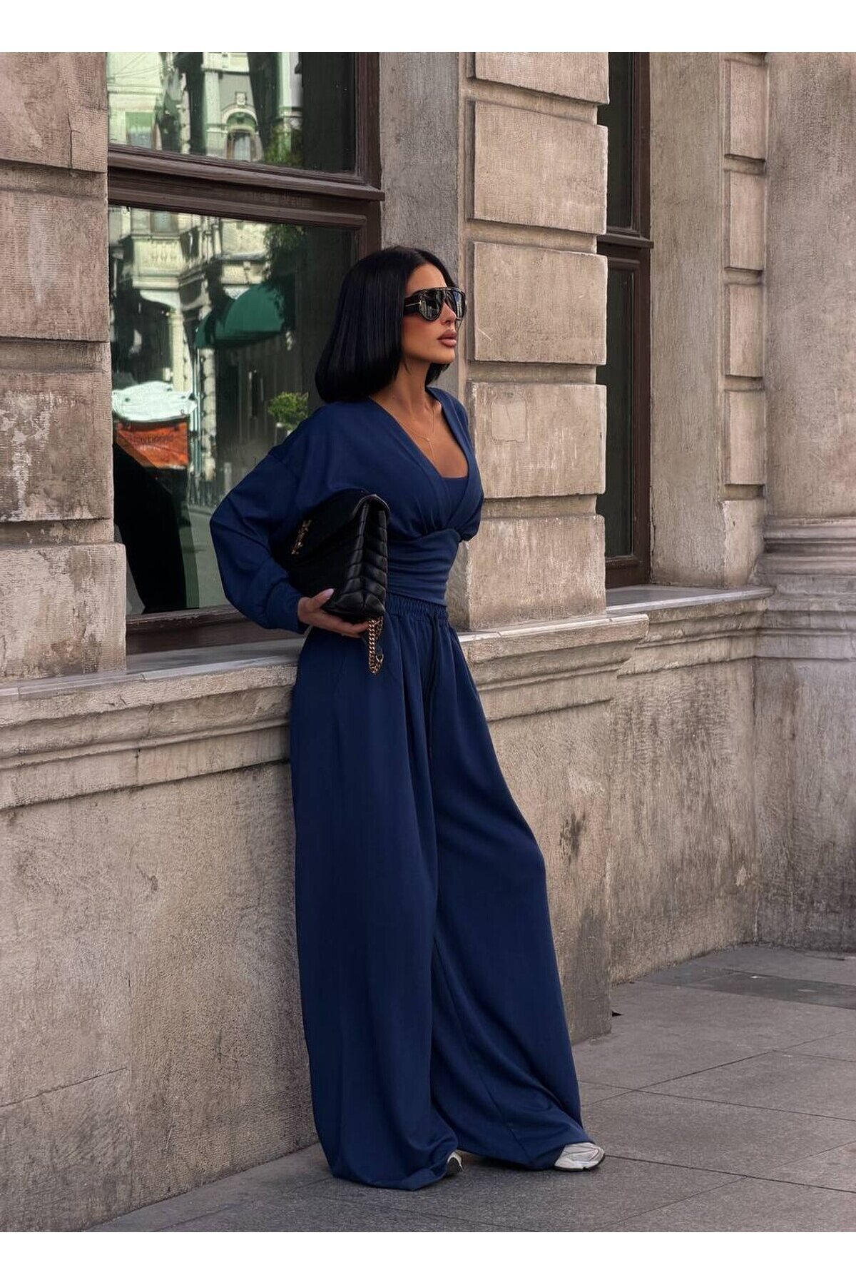 Kadın Lacivert Oversize 3’lü Modal Takım E26-ST2999