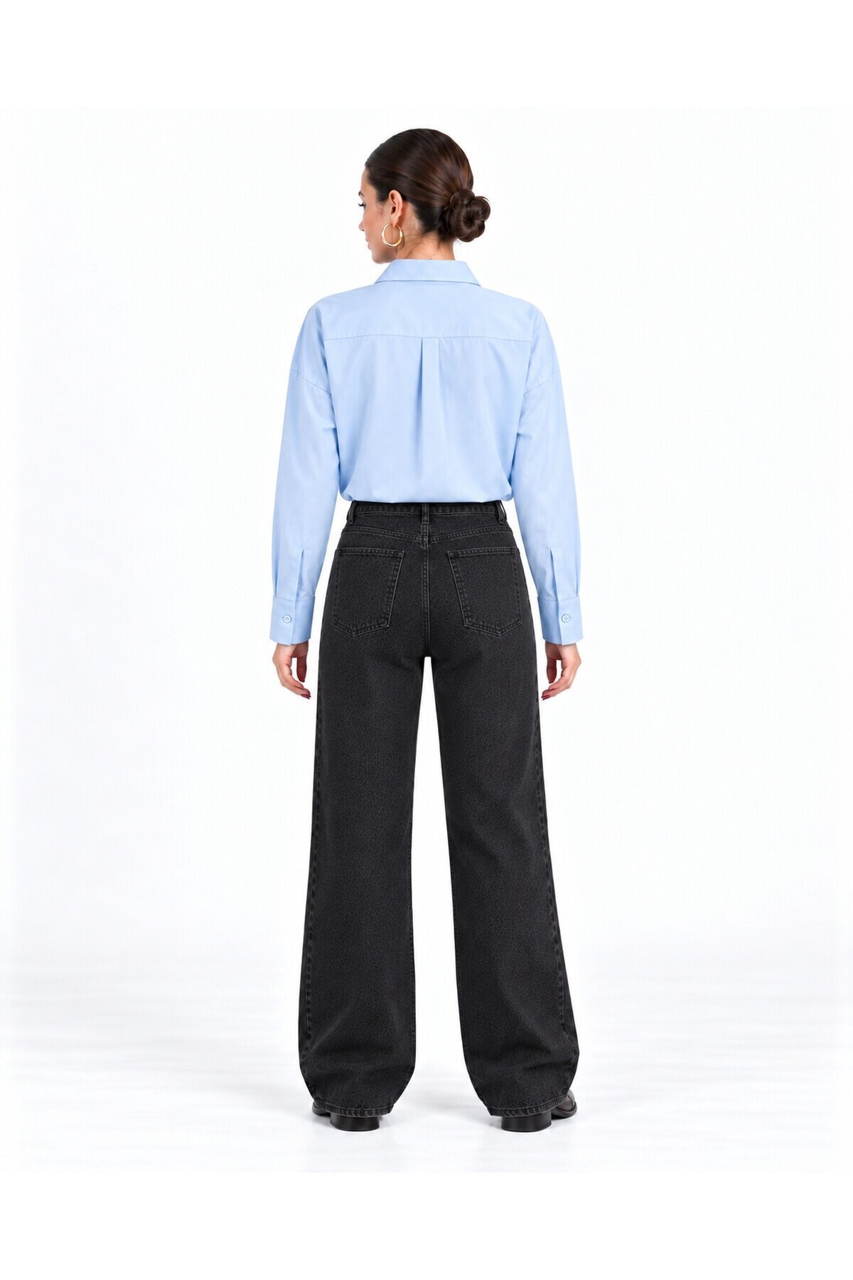Kadın Mavi Oversize %100 Cotton Premium Poplin Gömlek E26-CON1724