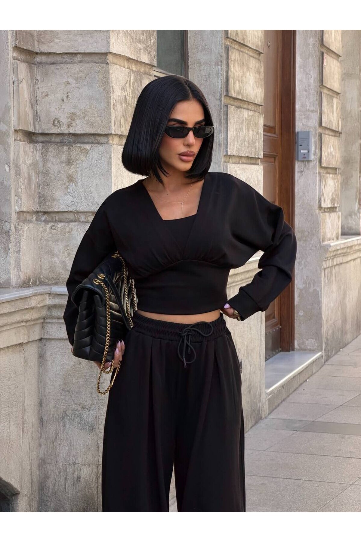 Kadın Siyah Oversize 3’lü Modal Takım E26-ST2999