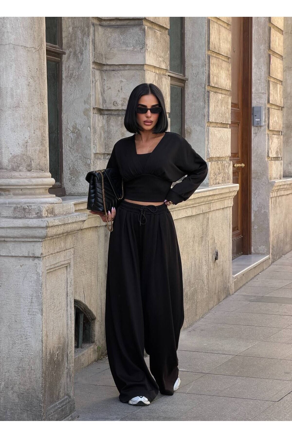 Kadın Siyah Oversize 3’lü Modal Takım E26-ST2999