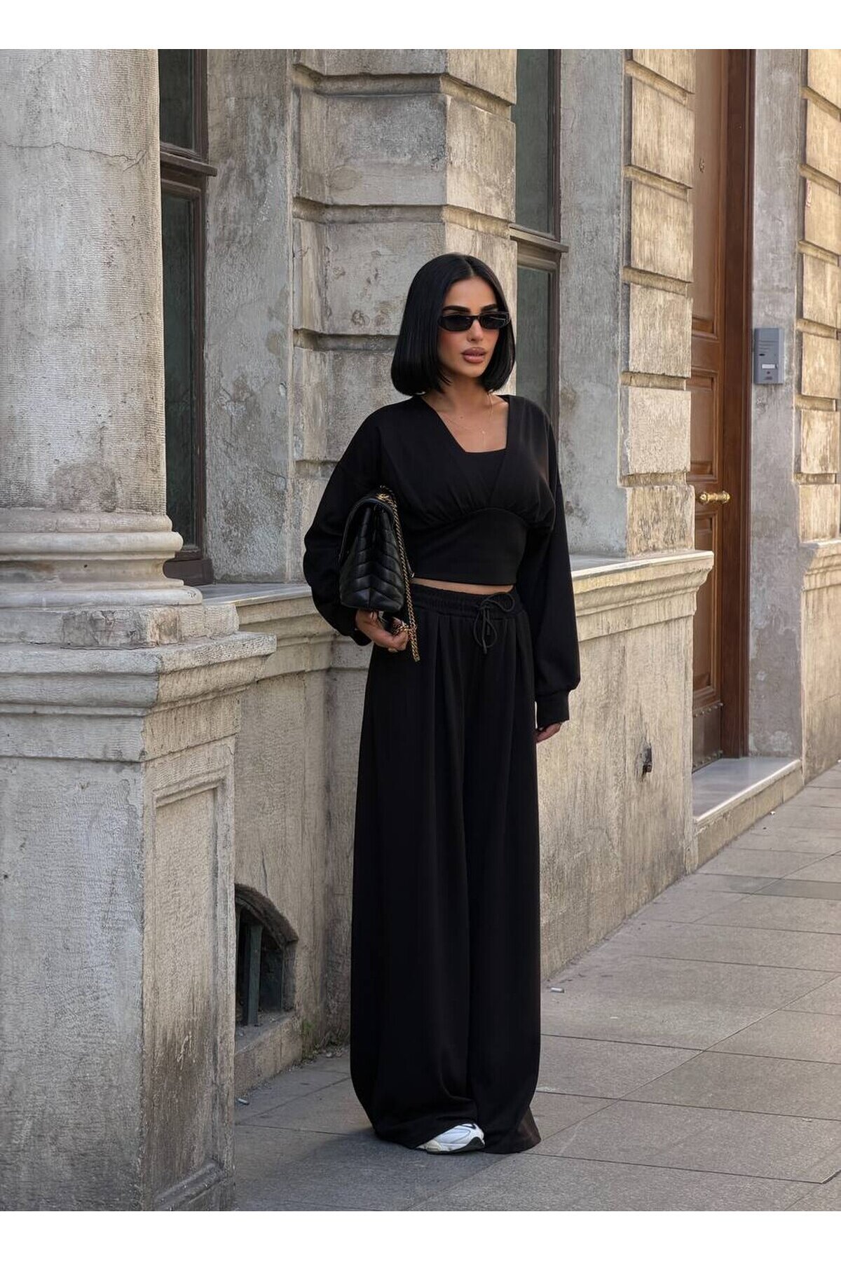 Kadın Siyah Oversize 3’lü Modal Takım E26-ST2999