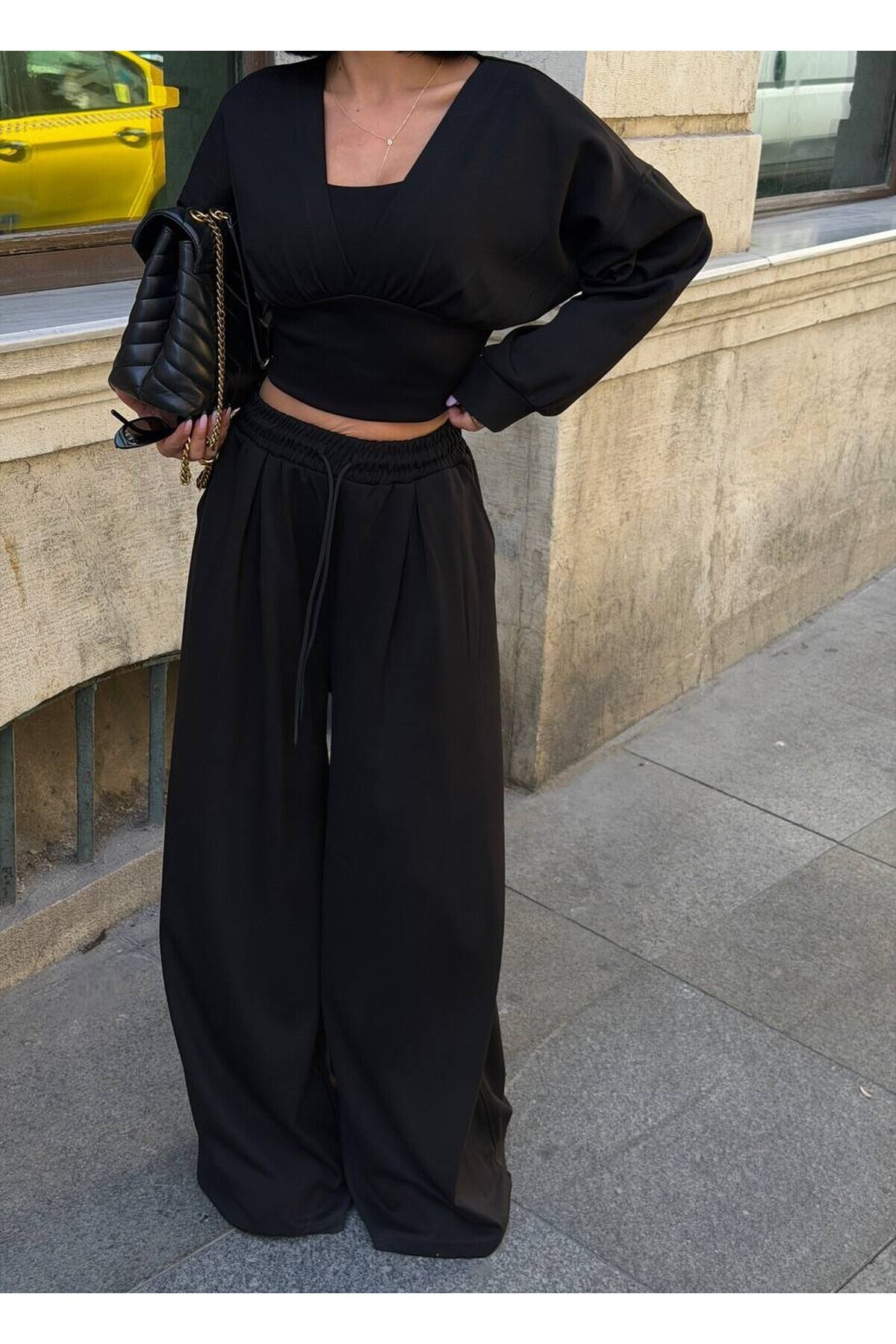 Kadın Siyah Oversize 3’lü Modal Takım E26-ST2999