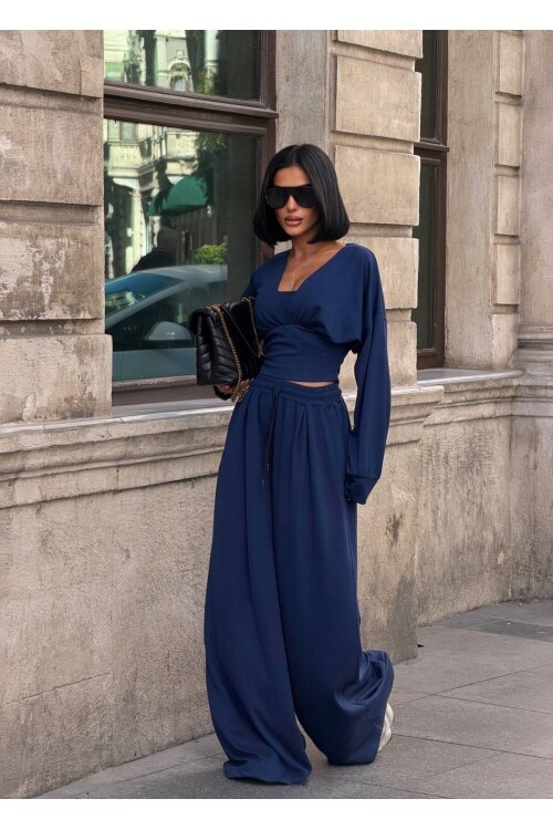 Kadın Lacivert Oversize 3’lü Modal Takım E26-ST2999