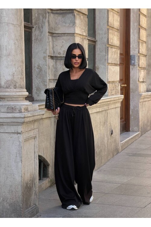 Kadın Siyah Oversize 3’lü Modal Takım E26-ST2999